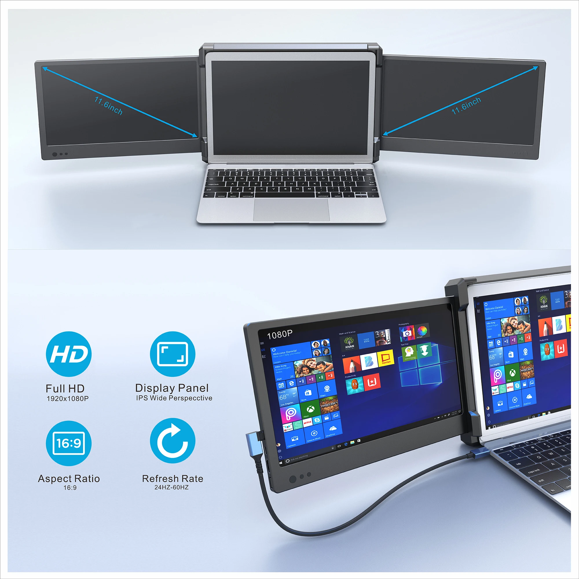 저렴한 OFIYAA 휴대용 트리플 모니터 IPS 1920x1080 USB C HDMI 디스플레이 HD 외장 듀얼 스크린 노트북 PC 전화 PS4 Xbox 스위치, 포터블 트리플 모니터 IPS X 저렴한 OFIYAA 휴대용 트리플 모니터 IPS 1920x1080 USB C HDMI 디스플레이 HD 외장 듀얼 스크린 노트북 PC 전화 PS4 Xbox 스위치, 포터블 트리플 모니터 IPS X