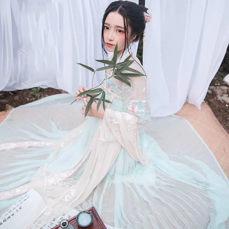 Новинка 2019 китайское платье старинное женское Hanfu традиционное костюм тан для