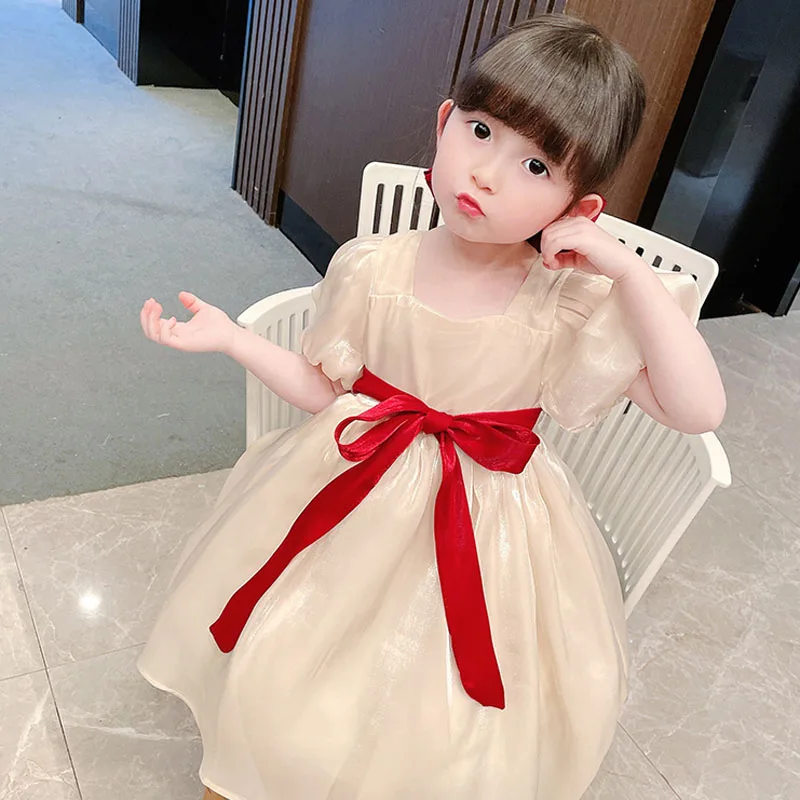 

Summer Girls Puff Sleeve Dress Palace Style Vestidos Children'S Evening Princess Dresse New Costume For Girls Baby Girl Clothes