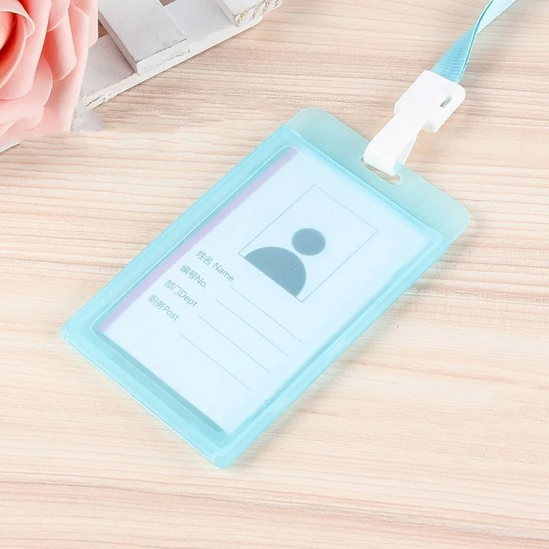 

PVC Transparent Staff Work Card Holder with Lanyard Factory Company Office Employee's Card Case Students Old People Bus Sleeve