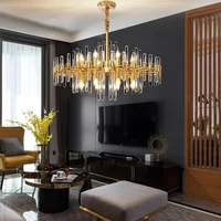 all copper post modern light luxury chandelier crystal living room lamp nordic style bedroom simple home dining room lighting