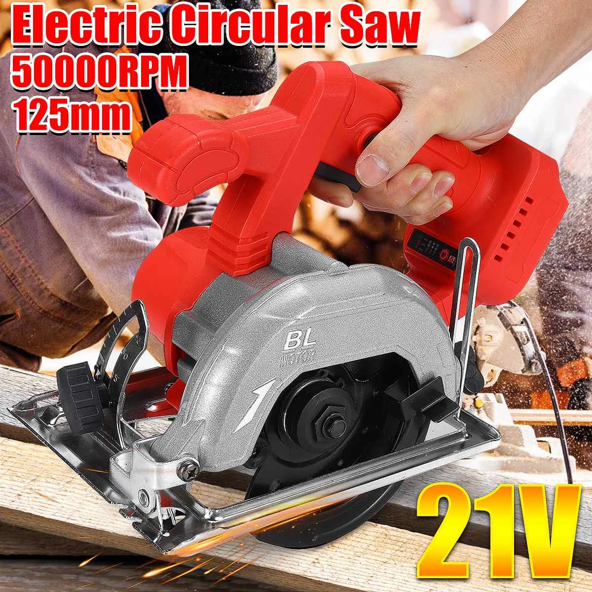 125mm Cordless Electric Circular Saw 50000RPM Adjustable Bevel Woodworking Cutting Power Tool for Makita 21V Battery