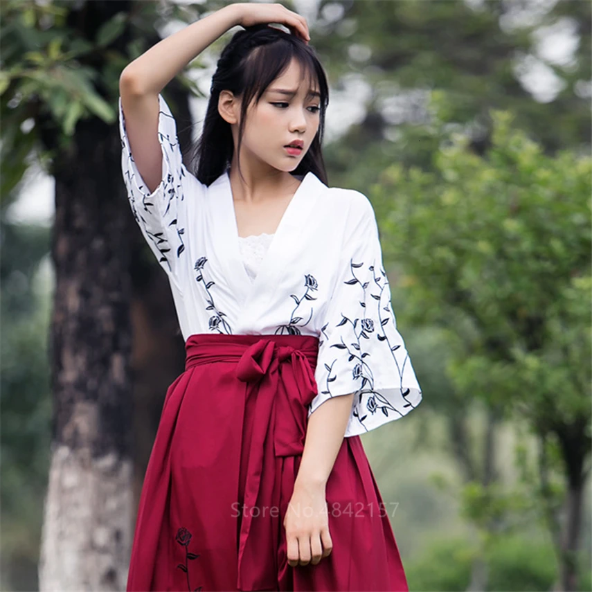 Японский стиль Kawaii Девушка кимоно платье с розовым принтом Zephyr юката женщин Haori