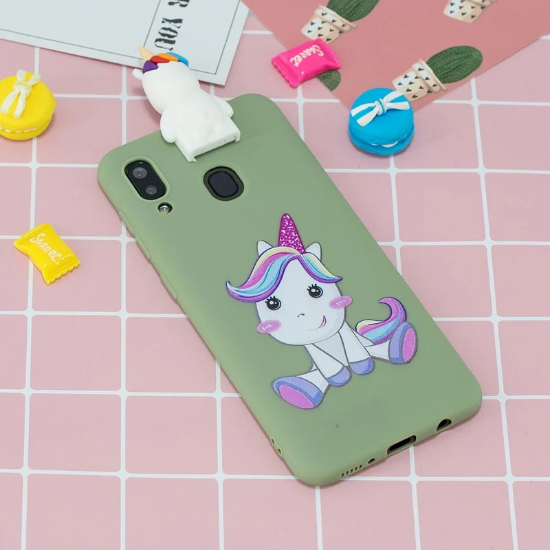 3D кролик медведь стенд игрушки мультфильм чехол для samsung A20 A20E Единорог кукла Galaxy |