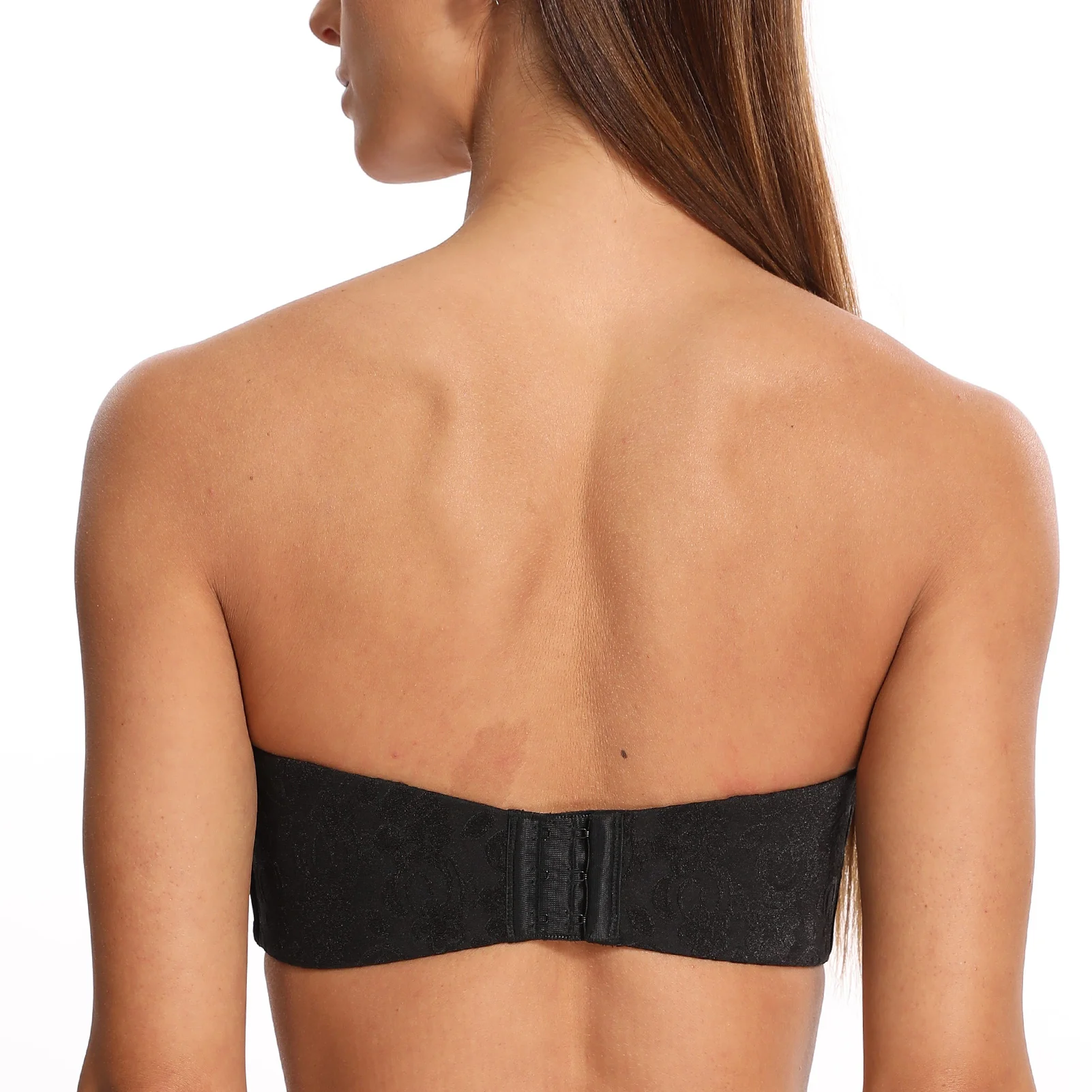 MELENECA Women's Unlined Strapless Bra with Underwire Minimizer for Large Busts Seamless Jacquard Fabric