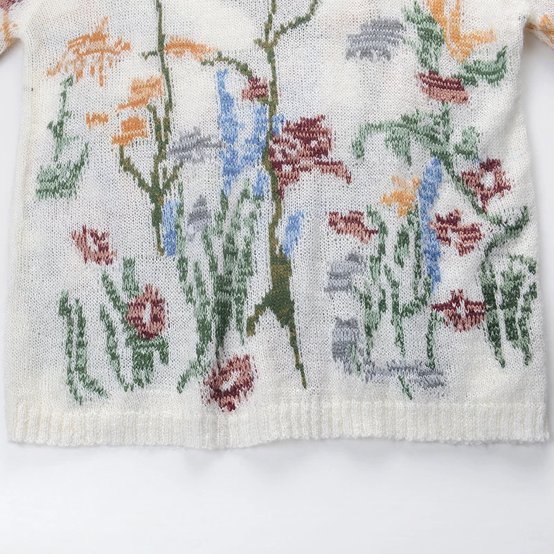 Подиумный Повседневный вязаный свитер с цветочной вышивкой женские пуловеры из