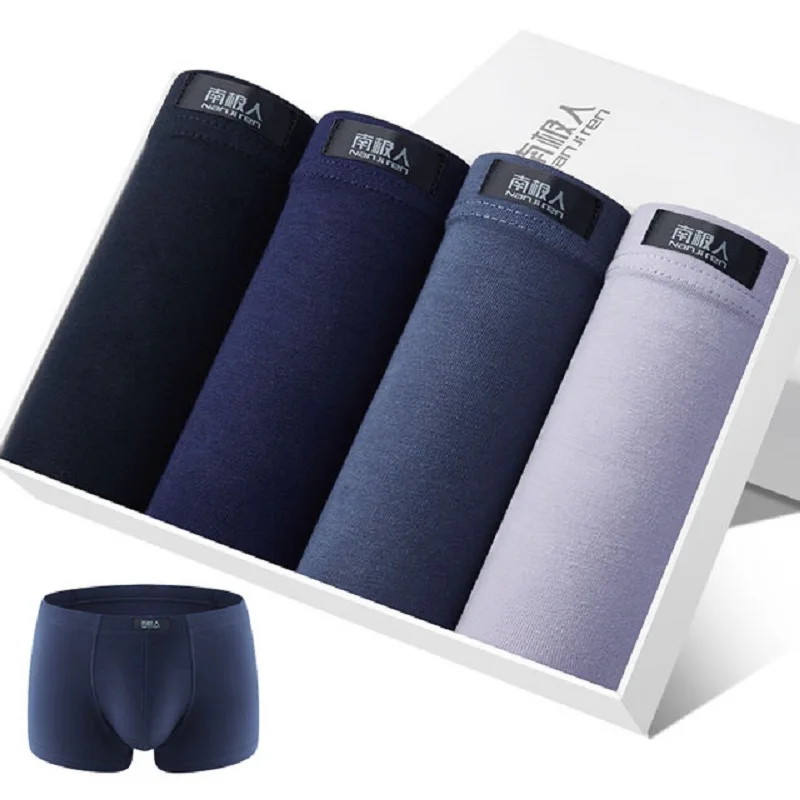 4pcs/Lot 6XL 5XL Men'S Boxer Underwear 100% Cotton Boxers Loose Man Breathable Panties Solid Shorts Brand Underpants Plus Size