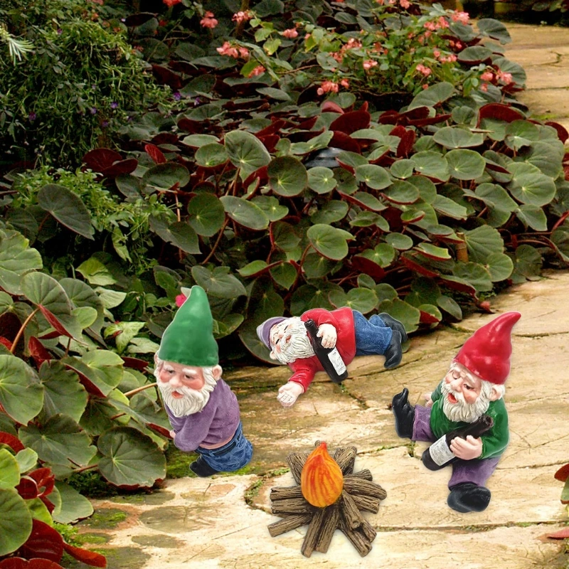 

4pcs Gardening Gnome Statue Miniature Gnomes Figurines Ornaments Kit Fairy Garden Accessories Outdoor Decoration