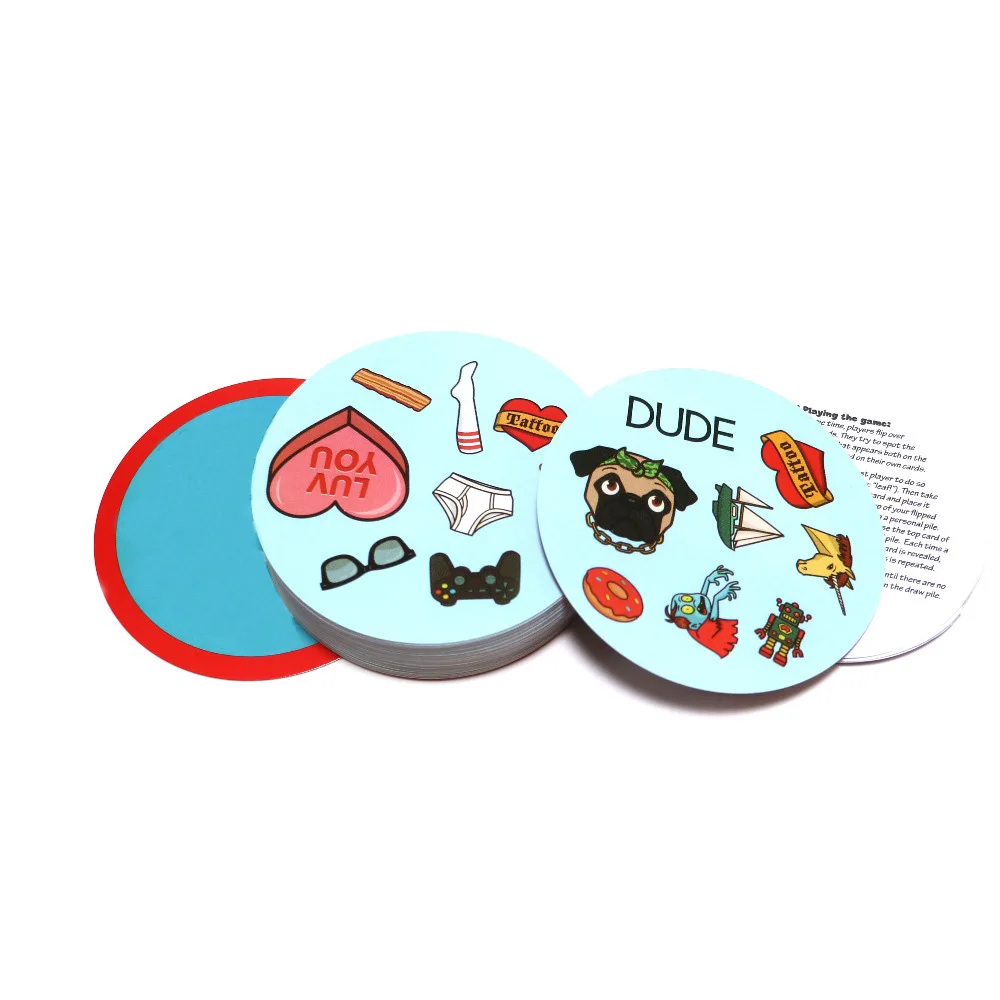 Бумажная Dobble Find It карточная игра, значок, английская настольная игра для детей с металлической коробкой, классические карты, 55 карт/набор