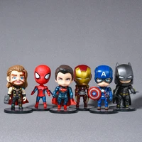 disney 6pcs anime figures alliance hand made steel spider beauty team thunder toy doll cake decoration toys for children