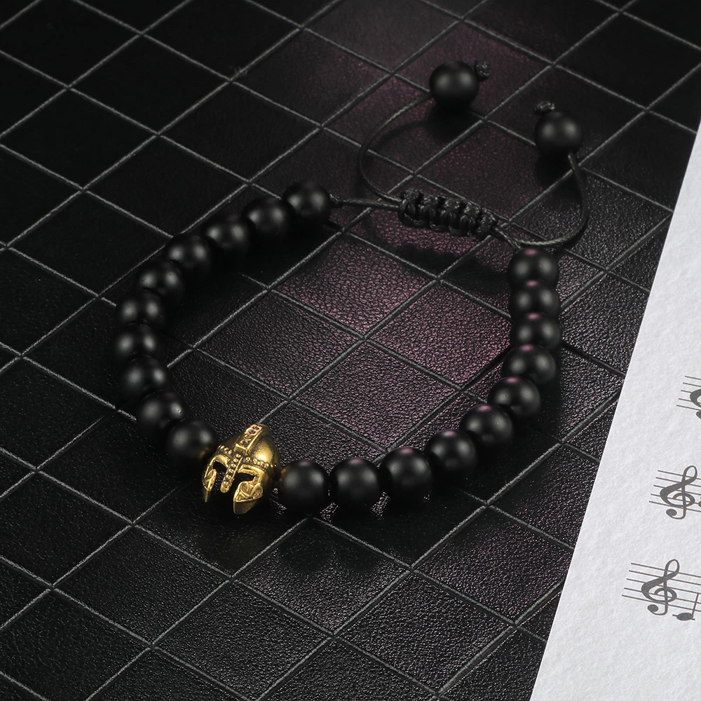 Для мужчин браслеты из лавового камня римского рыцаря спартанский воин шлем