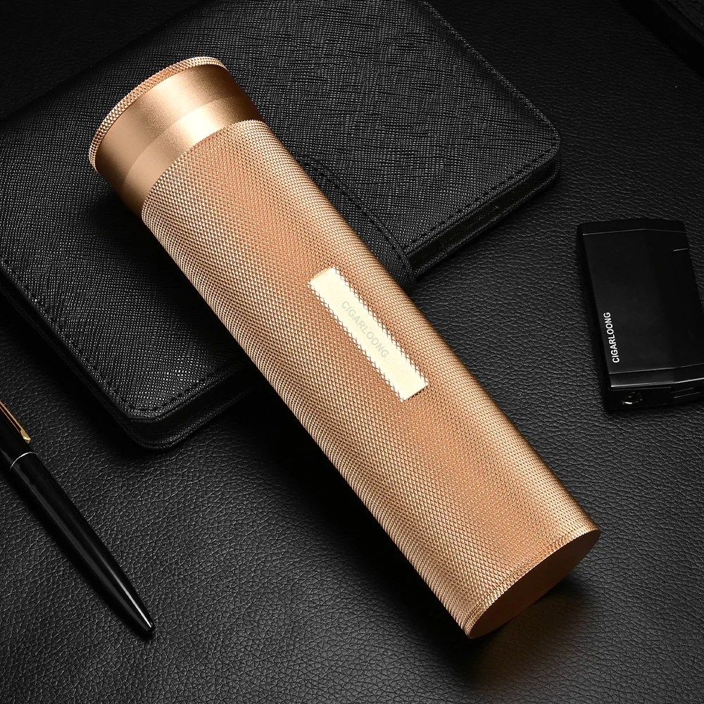 

CIGARLOONG Cigar Tube Sealed Lock Wet Stainless Steel Portable Cigar Case Cigar Humidor Gadgets with Hygrometer