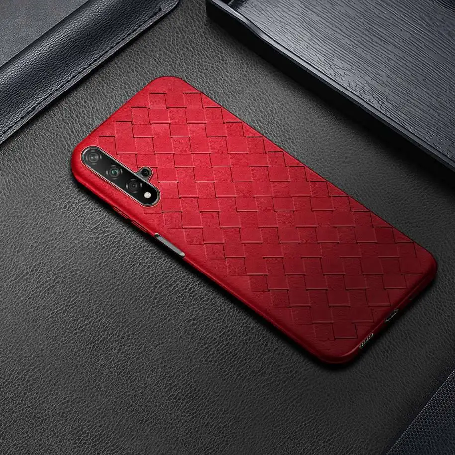 Чехол для Huawei Nova 5T из роскошной плетеной кожи с мягкой силиконовой задней крышкой для Honor 20S, 20i, 20 Pro Lite, Nova5T, Honor20.