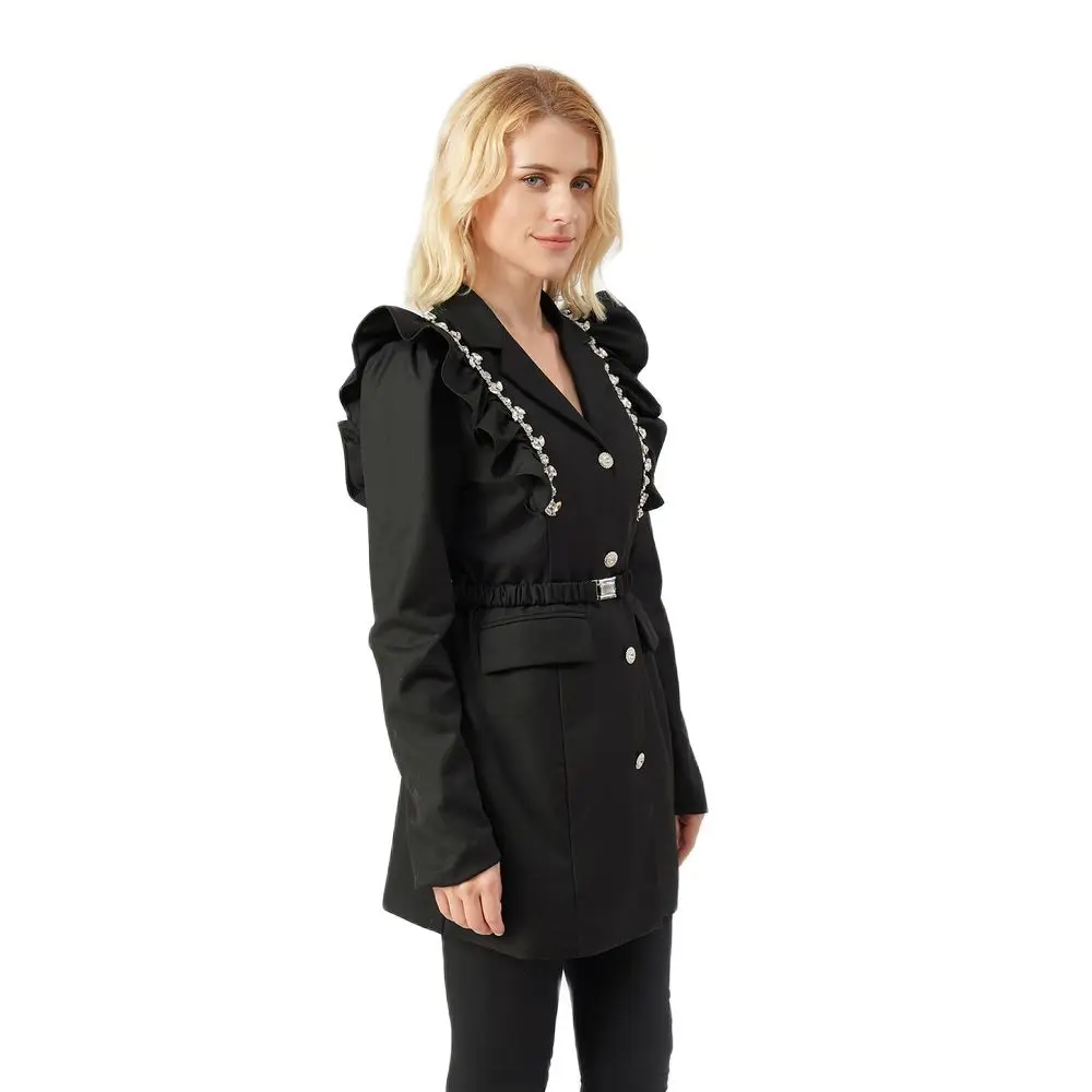 

M.Y.FANTASY 2021 Heavy Industry Diamond-Studded Long-sleeved Small Suit Autumn Jacket Female Besign Fashion Trend Suit Skirt
