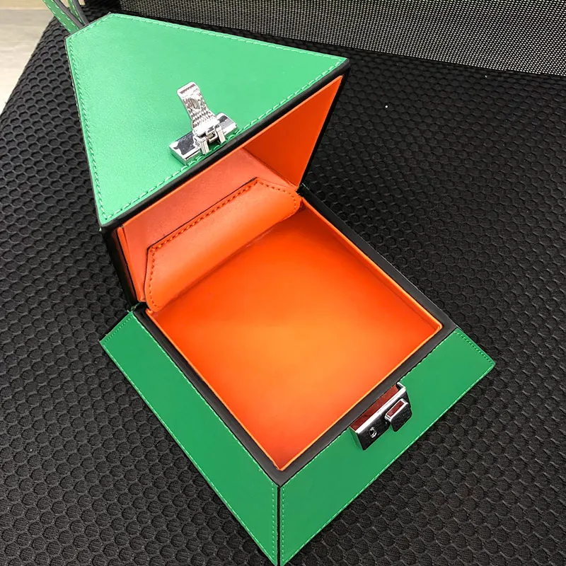 

real leather smal totes bags triangle real cow Leather Evening bags