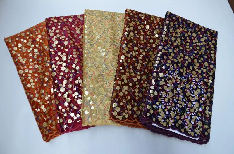 

2020 High Quality African French Lace Fabric For Wedding Latest Nigerian Lace Fabric Sequins Embroidery Organza Lace Fabric