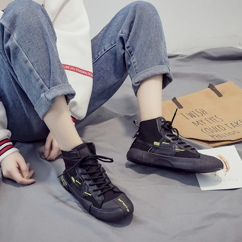 Весенняя Новая модная женская обувь Повседневная однотонная парусиновая