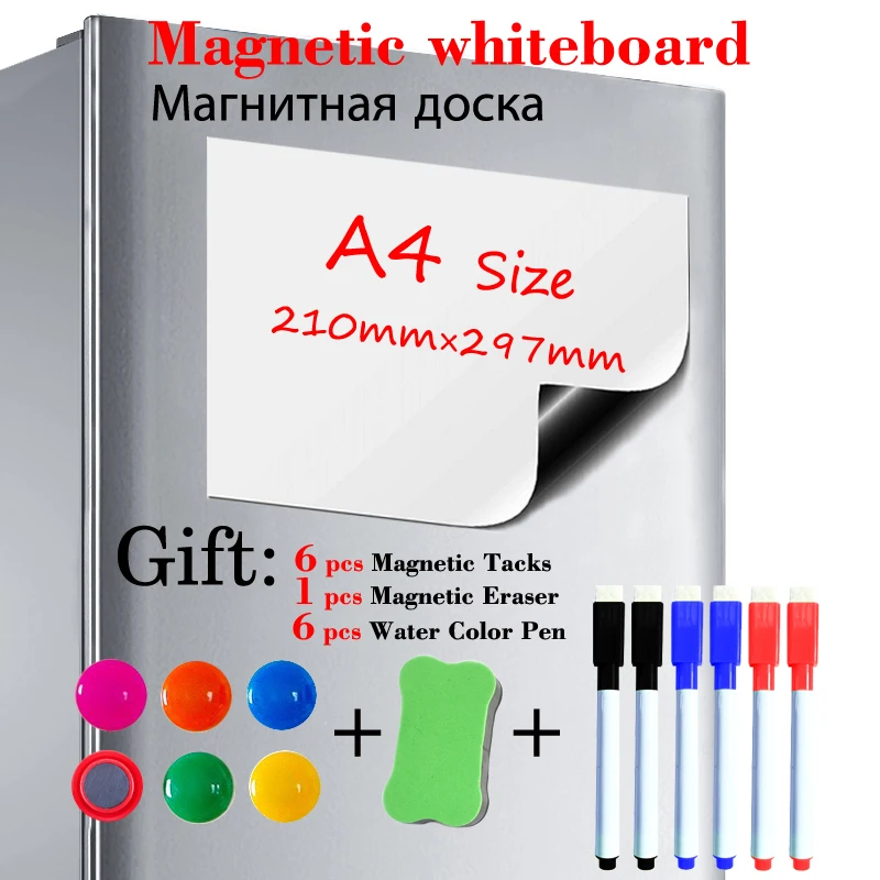 

Мягкая магнитная доска размера A4, наклейка на холодильник, магнитная белая доска для сухого стирания, кухонная доска для сообщений, подарок,...