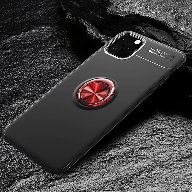 Для iPhone 11 Pro Max чехол для телефона металлический палец кольцо матовый мягкий