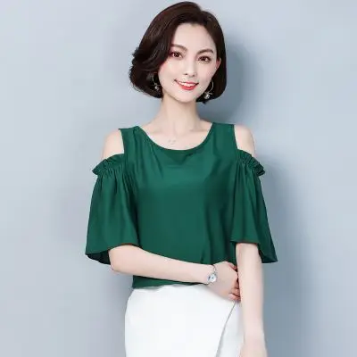 

2020 Women Short Sleeve Shirt lvory Top Garment