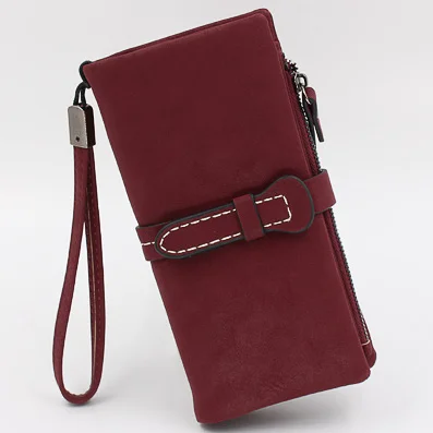 

New frosted zipper long lady purse PU handbag large capacity multi-function mobile phone card case