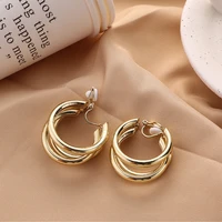 2021 new clip on earrings without piercing for women fashion gold color stud earrings for women party gift jewelry whole sale