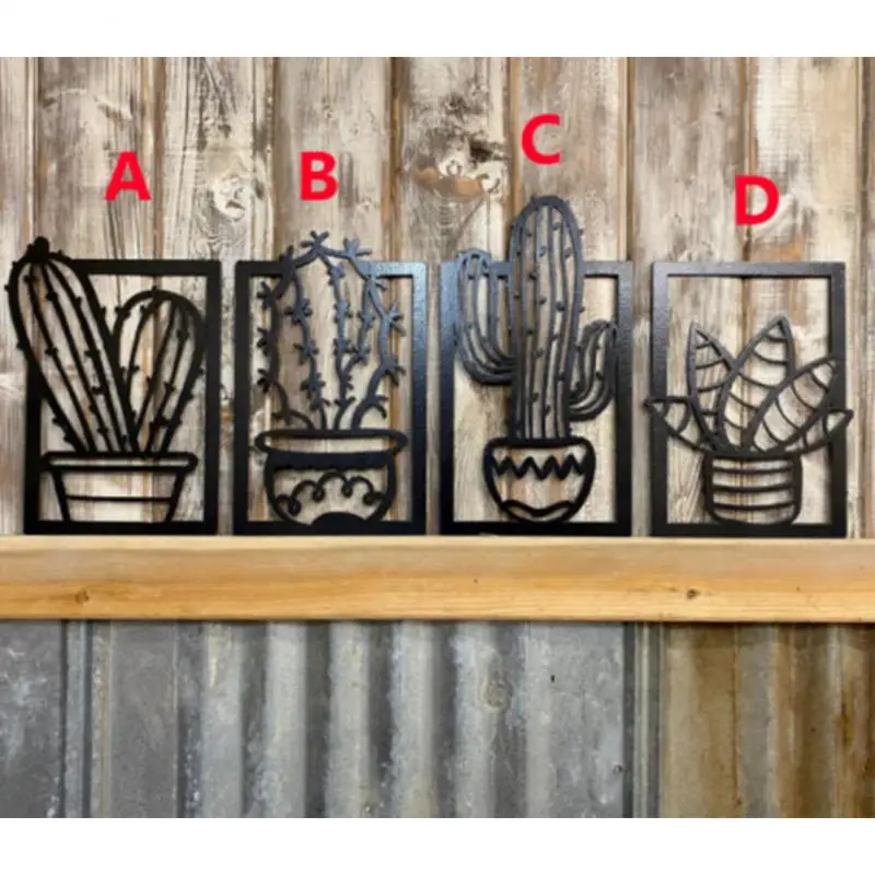 

Wall Hanging Cactus Mount Ornament Minimalist Art Iron Metal Cactus Crafts Interior Wall Art Hanging Decor Home Sculpture