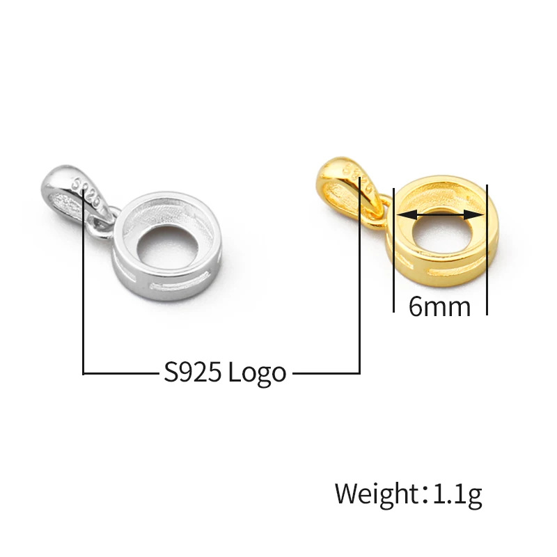 925 Sterling Silver Pendant Necklace DIY Jewelry Making Cabochon Base 6mm Inner Size Crafts Setting jewellery Findings Accessory