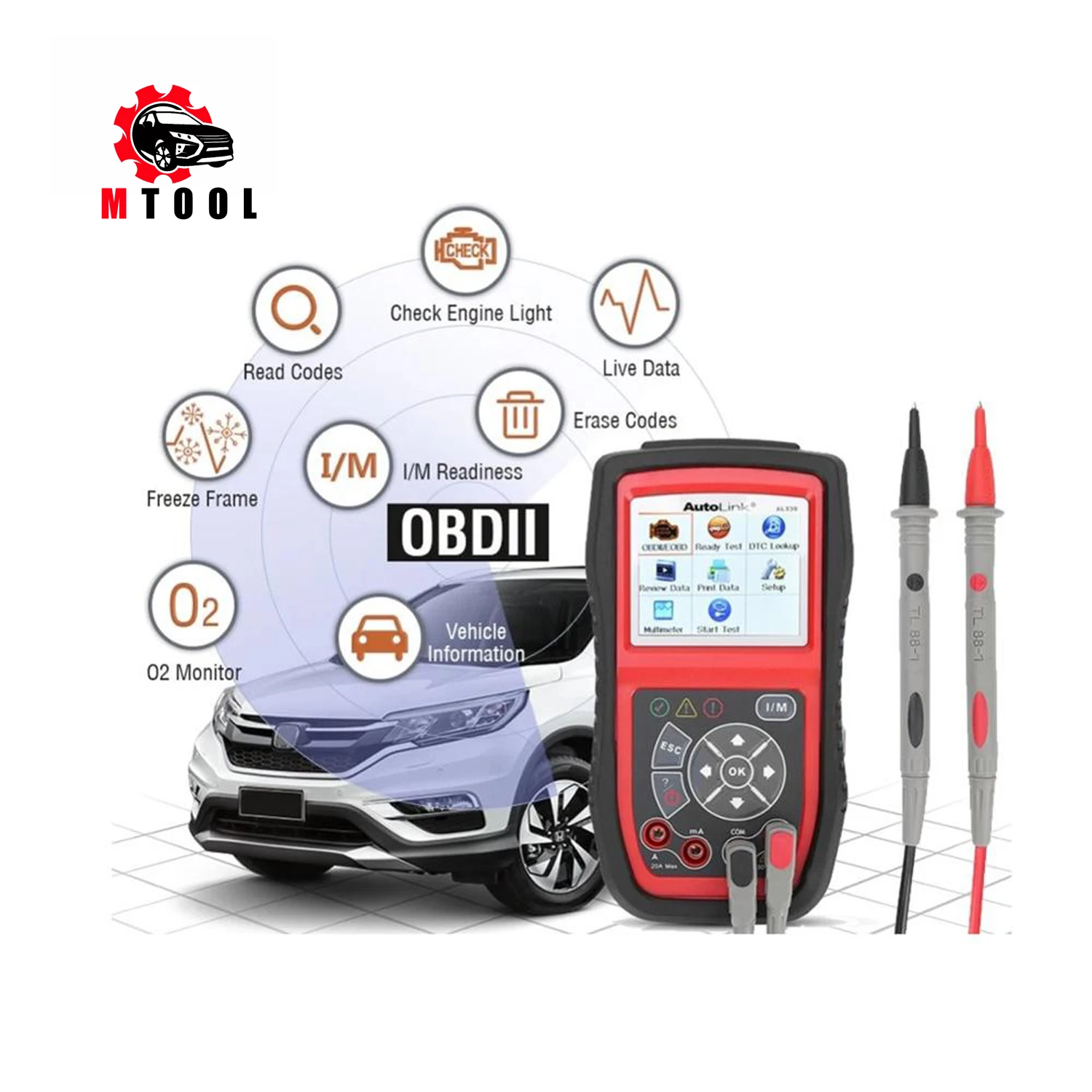 Autel AutoLink AL539B OBD2 сканер автомобильный тестер считыватель кодов диагностический