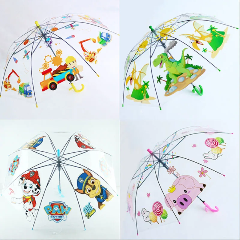 Paraguas de dibujos animados Kawaii para hombres y mujeres, sombrilla transparente de fibra resistente al viento, automática, para niños y estudiantes, novedad de 2021