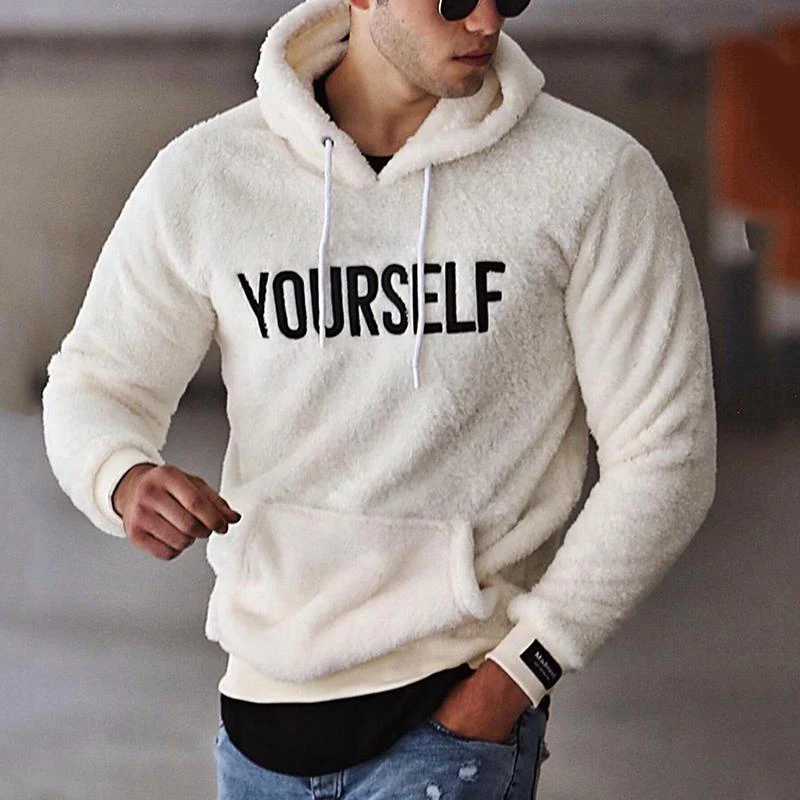 

Hoodies Men Autumn Fleece Casual Hooded Sweatshirts Pullover Male Clothing Long Sleeve Letter Print Streetwear 2021 New Fashion