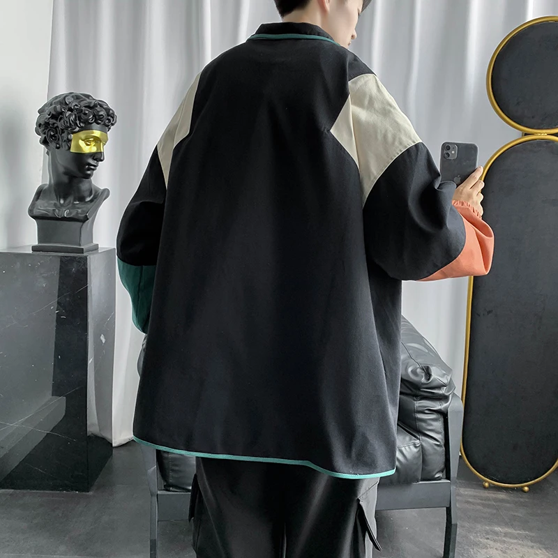 Куртка мужская двойная составного кроя модная Свободная Повседневная Верхняя