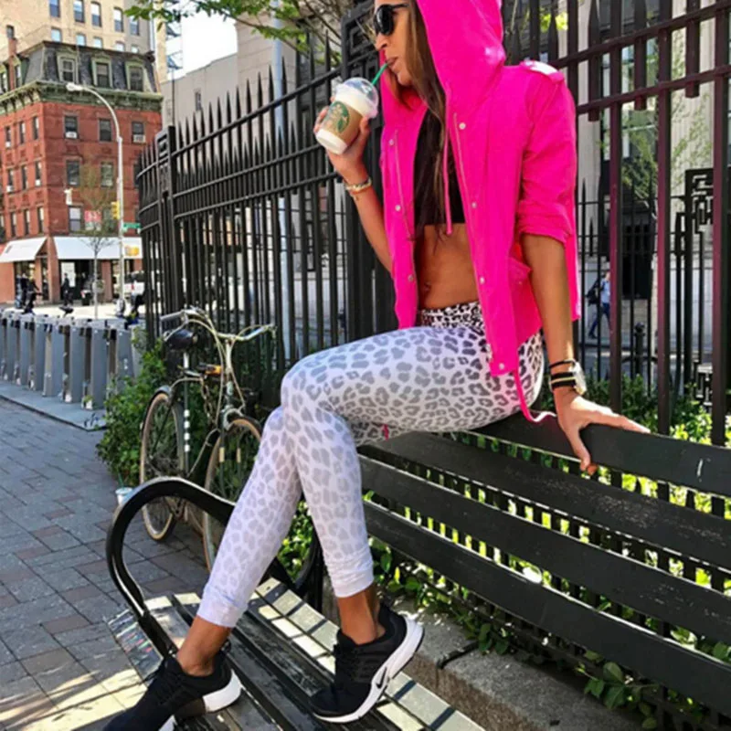 

NORMOV Women Workout Leggings Low Waist Leopard Print Fitness Leggings Slim Polyester Leggins Push Up Leggings Female Casual