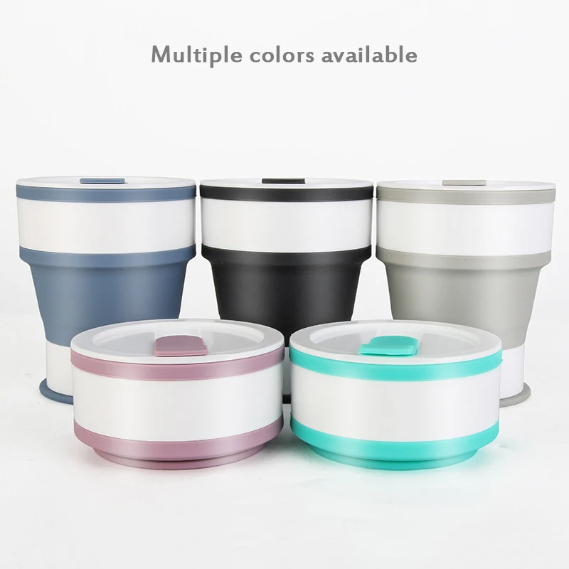 550ml Silicone Cups Portable Outdoor Sports water Cup Travel Retractable Hand Food Grade folding coffee cup | Дом и сад
