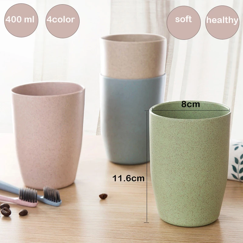 Чашка зубной щетки Пшеничная солома для полоскания рта Пара чистящих чашек