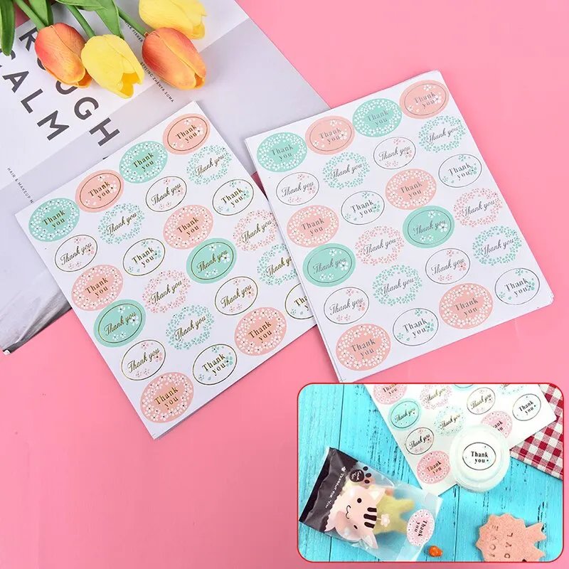 

240 шт. весенний цветок Круглый Золотой спасибо, ручная работа, упаковка для торта, уплотнительная этикетка, наклейки для выпечки, Подарочные ...