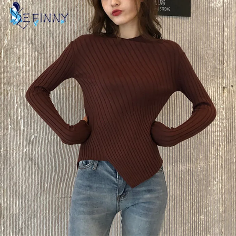 

Sweaters for Women Slim Knitted Bottoming Shirt Pull Fashion Simple Solid Color Long Sleeve Woman Sweaters Ladies Pullovers