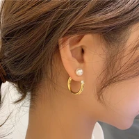 high quality c stud earrings women fashion ear jewelry 2020 gold earring inlay zircon and pearl elegant charms earings lady