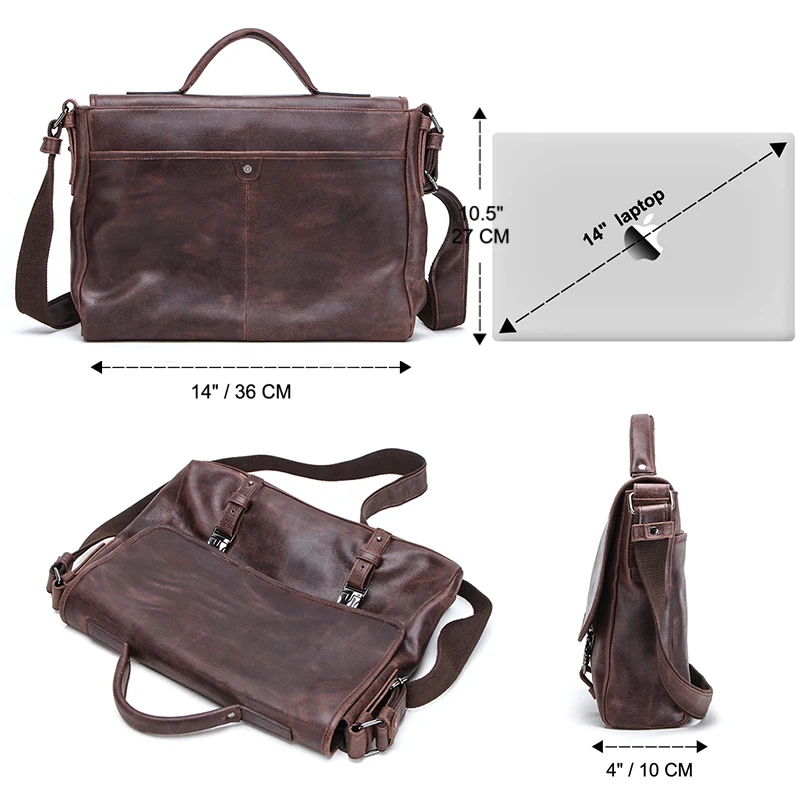 CONTACT'S Casual Men Bag Genuine Leather Briefcase Male Business Laptop Bags High Quality Messenger Bag Tote Handbags Bandolera