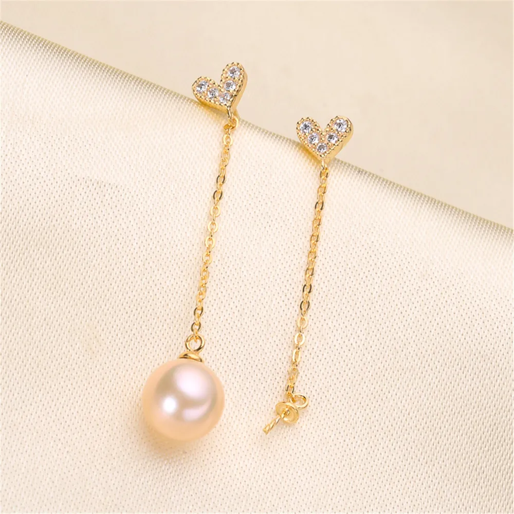 

Pearl Earring Settings Charm Jewelry Findings S925 Sterling Silver Component DIY Women Gift Handmade Making Accessories 2021 New