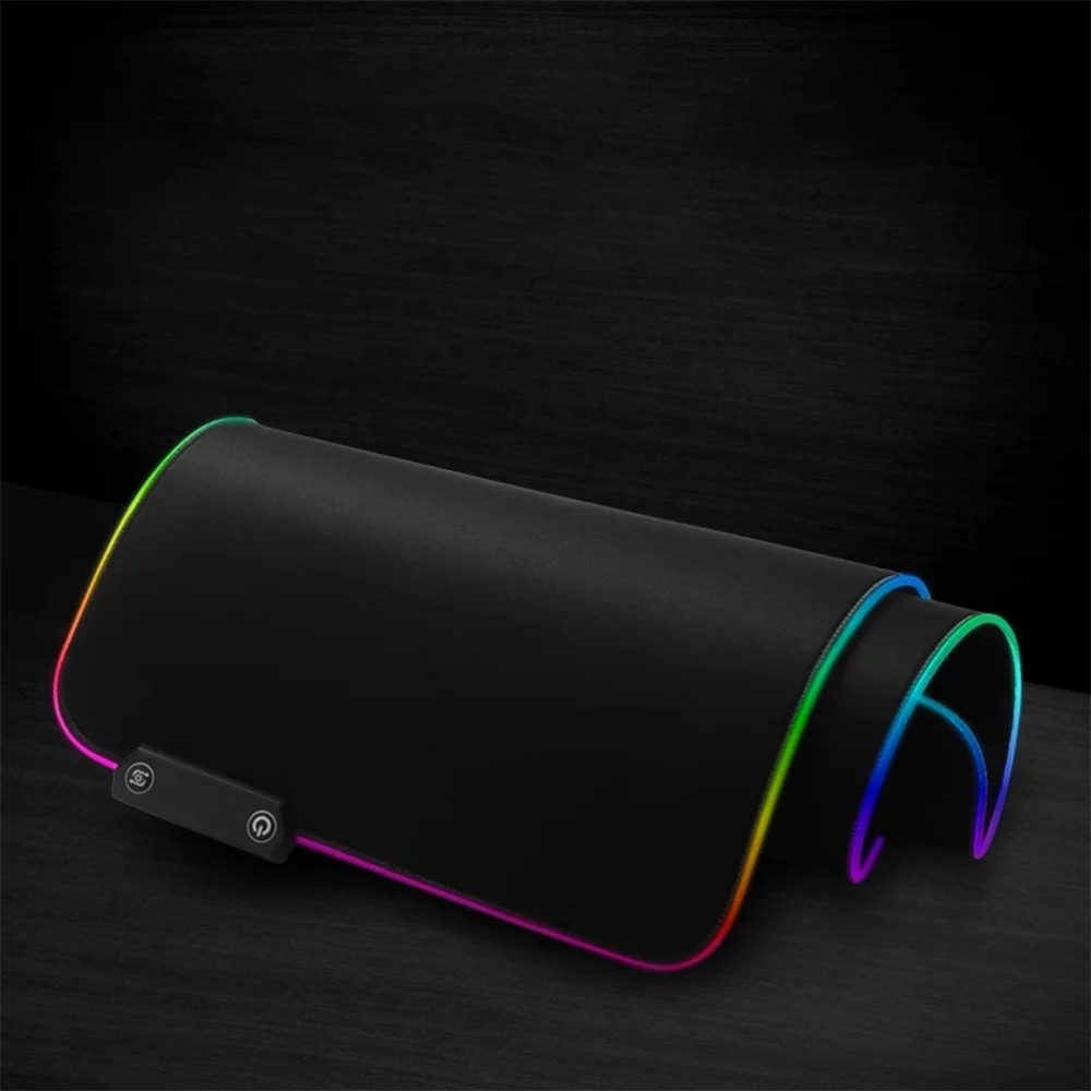 

Luminous Gaming Pad RGB Edge Keyboard Mat Anti-slip Keyboard Pad USB Hub for Home Office (Black)