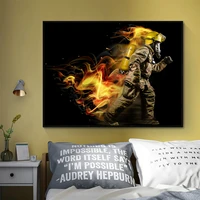 fireman special effects oil painting hanging picture poster canvas print painting wall art living room home decoration