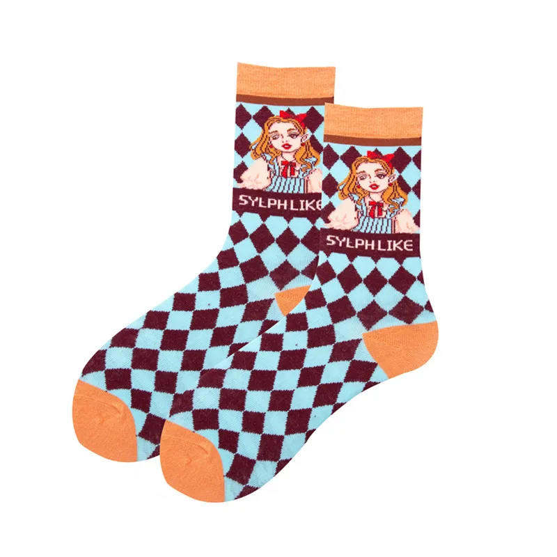 

Art Creative Cartoon Women Socks Casual Breathable Antiskid Fashion Calcetines Mujer Harajuku Hip Hop Tide Streets Happy Sox