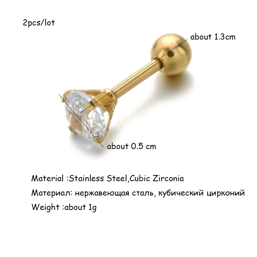 Серьги гвоздики женские из нержавеющей стали с фианитом|Серьги-гвоздики| |