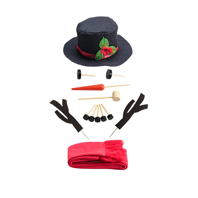 

Snowman Decoration Making Kit Christmas Snowman Dress Up Suit Eyes Hat Scarf Mouth Garden Snow Man Decorations Kids Gift