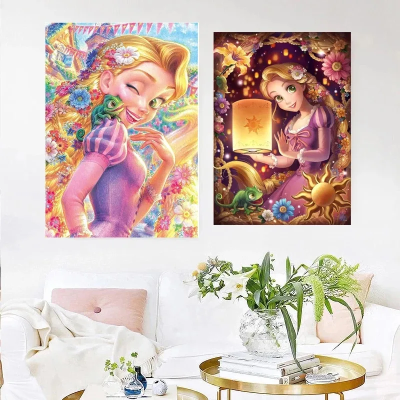 

Disney Lettuce Girl Princess Canvas Painting Disney Tangled Cartoon Movie Poster Watercolor Prints Nursery Art Wall Kids Room