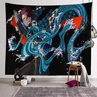 demon slayer anime cartoon kamado tanjirou polyester tapestry kamado nezuko wall hanging tapestry decoration background cloth