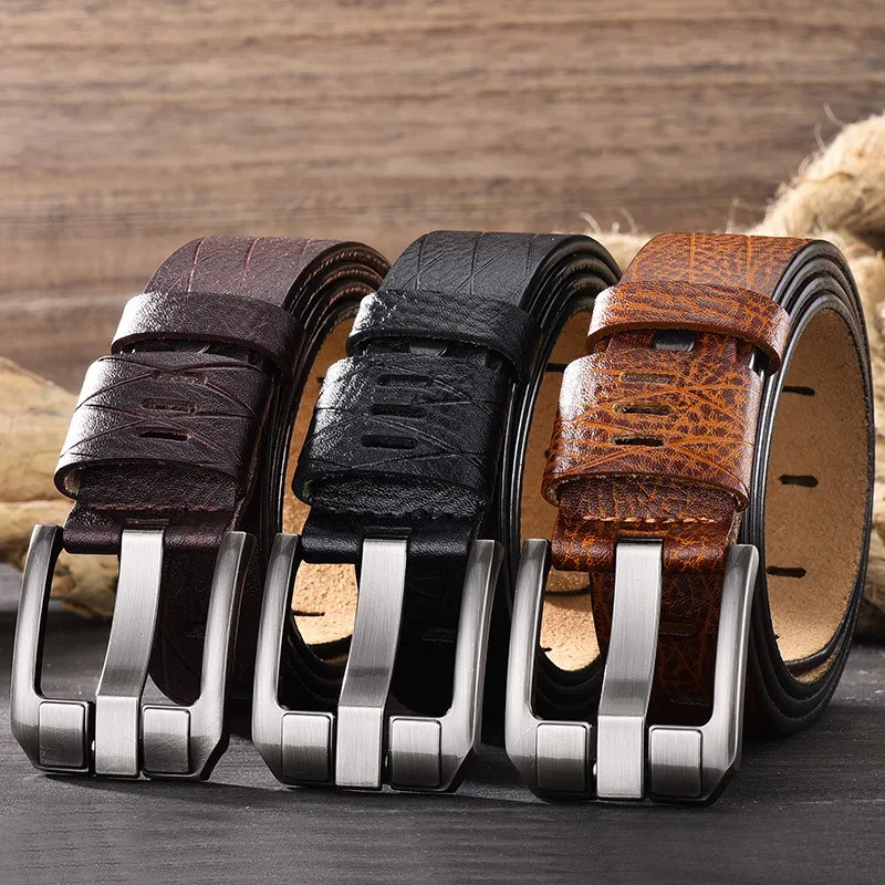 Aged Mens Business Leisure Belts Fashion Metel Pin Buckle Leather Waist Strap Alligator Pattern Cowboy Casual Dress Cinto Print
