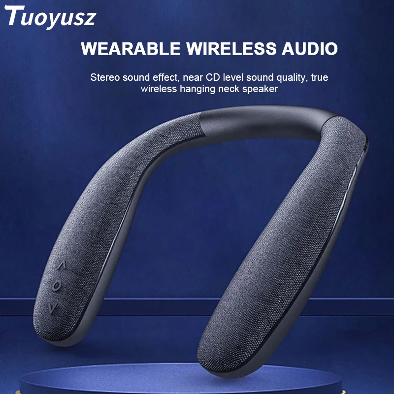 

Neck-Mounted Wireless Bluetooth Speaker Portable Wearable Player Subwoofer Stereo Call Feature 5.0 Bluetooth Speaker