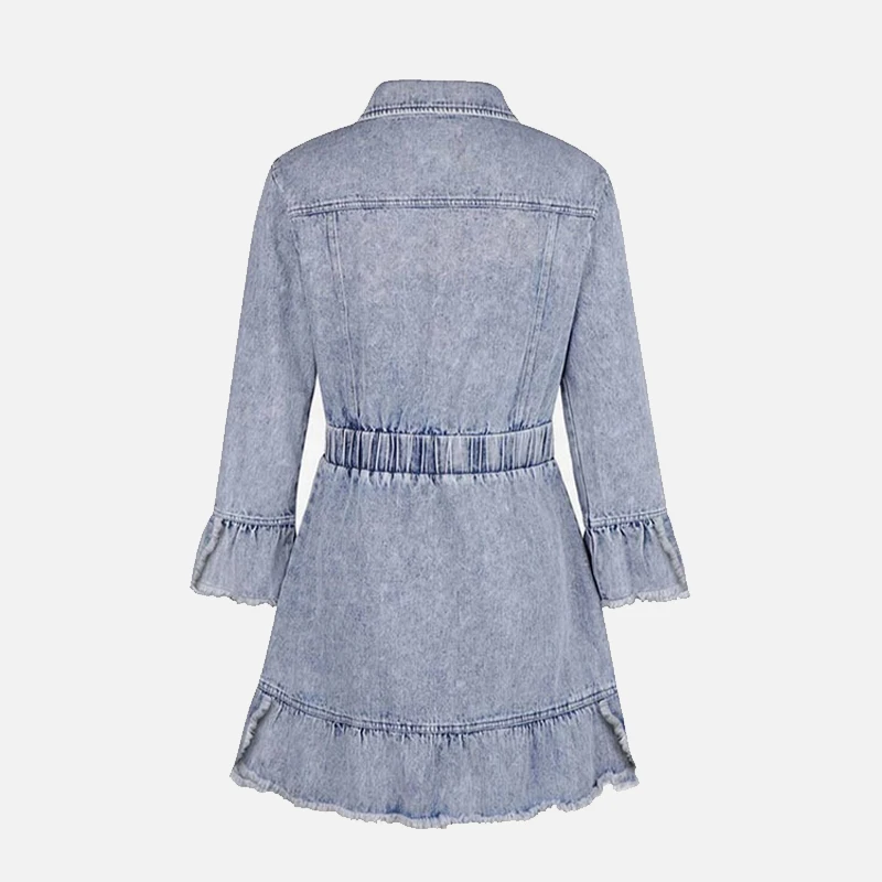 

Elastic Waist Denim Dress Women's Dress With Long Sleeves Woman Clothes 2020 New Autumn Female Button Jean Dresses Drop Shipping